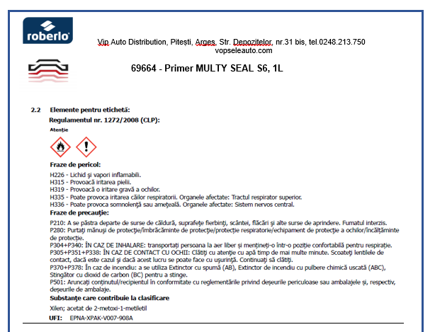 Primer MULTY SEAL S6, 2K, ud pe ud, fara slefuire 1L, Roberlo, negru